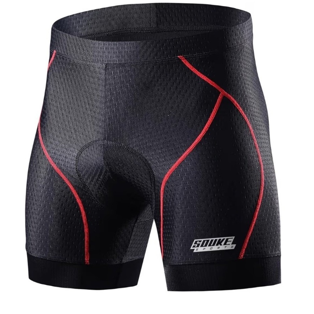 Souke Sports Mens Cycling Underwear Shorts 4D Padded Bike Liner Black Red XXL O4